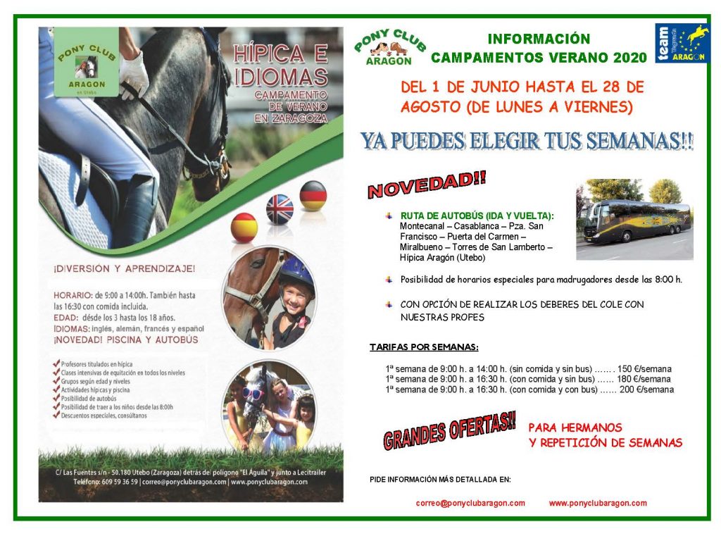 Campamento De Verano 2020 Hipica Pony Club Aragon
